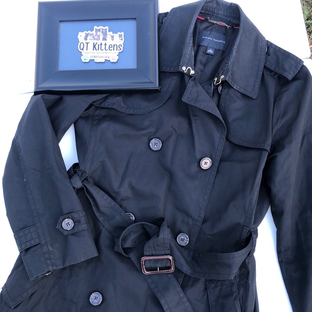 Banana Republic Trench Coat Size L Black